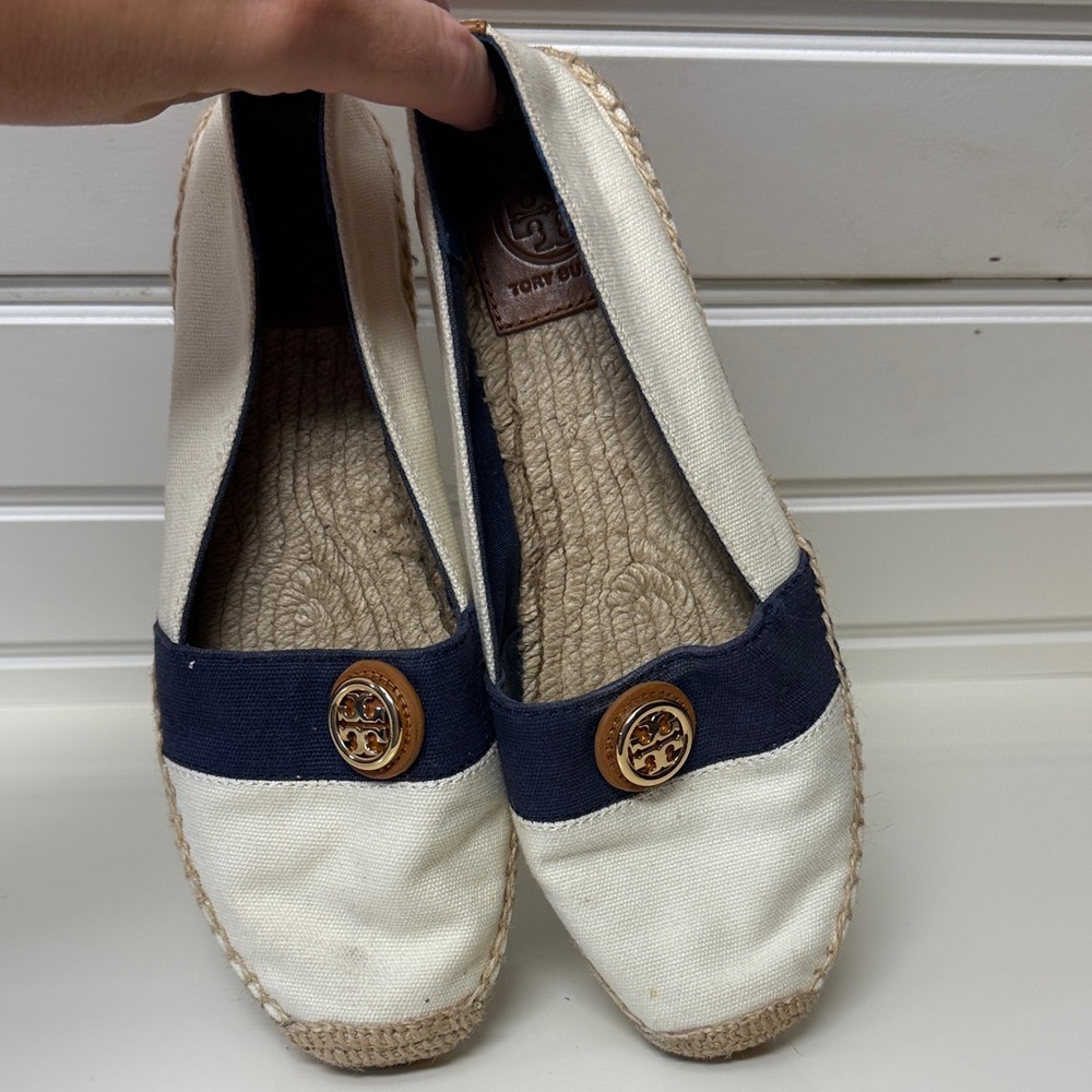 Tory Burch Cream and Navy Espadrilles - Picture 6 of 8